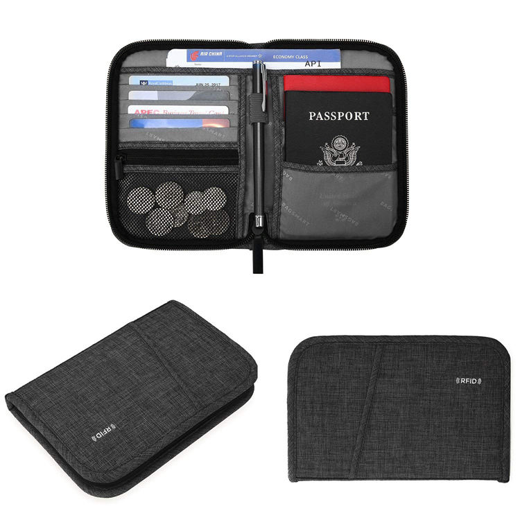 Porte-passeport en polyester de voyage personnalisé, portefeuille de passeport de style long bon marché