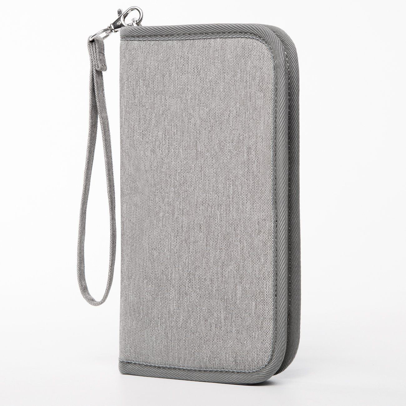 Graue Reisebrieftasche Reisepassinhaber Familiendokumentenkarte mit Handschlaufe