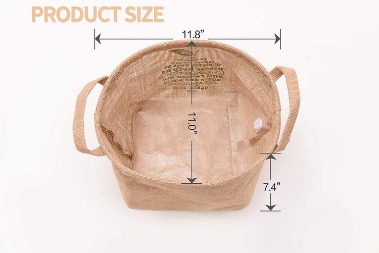 Sacs en toile de jute en gros avec poignées, sac en jute rond réutilisable avec logo personnalisé