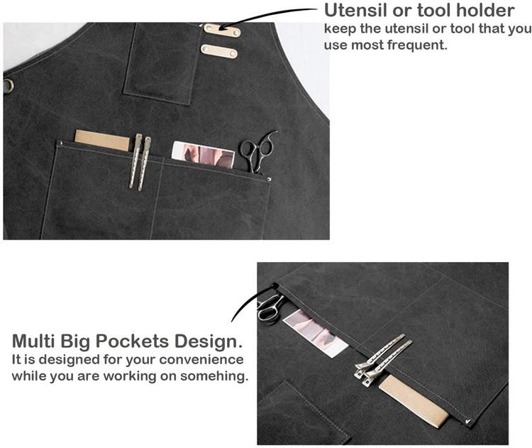 مريلة الشيف ، مريلة أداة قابلة للتعديل من قماش القطن والظهر مع جيوب للنساء والرجال