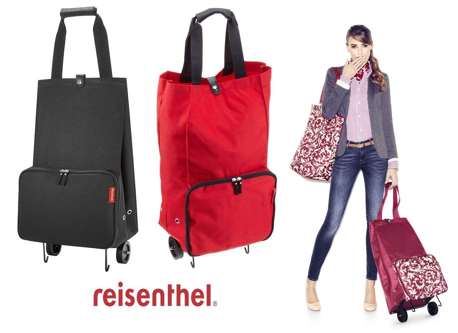 Borsa Shopping Trolley Pieghevole con Ruote in Vari Colori