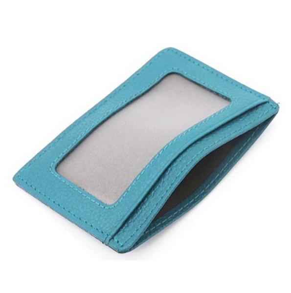 RFID Block Mini Slim Herren Kreditkartenetui aus PU-Leder mit Ausweisfenster