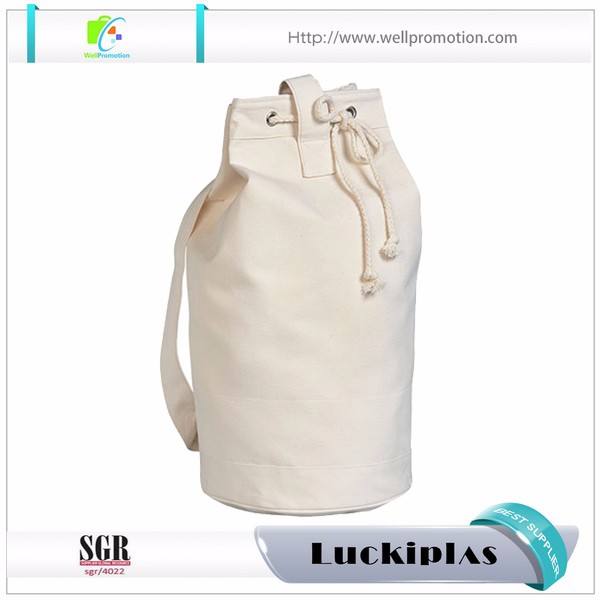 Schultertasche aus Baumwolle mit einem Schultergurt, Seemannsrucksack aus weißem Segeltuch