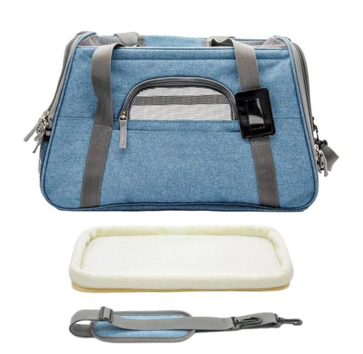 Pet Carriers Airline Approved Soft Sided Cat Carrier Faltbar mit Matte, passt unter den Flugzeugsitz für kleine Hunde und Katzen
