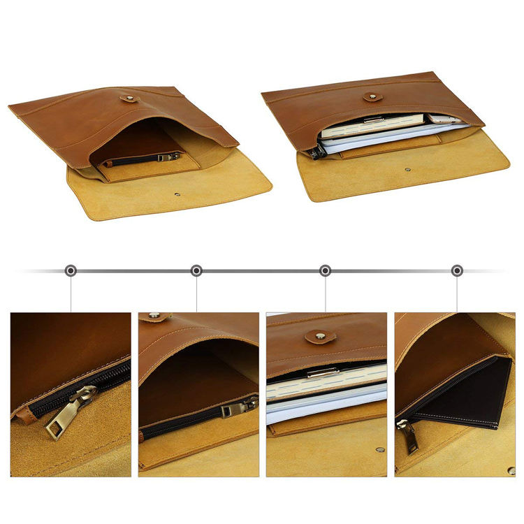 Enveloppe en cuir dossier étui portefeuille mens pochette porte-fichiers voiture document organisateur sac