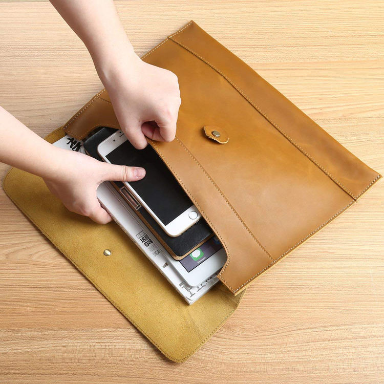 Enveloppe en cuir dossier étui portefeuille mens pochette porte-fichiers voiture document organisateur sac