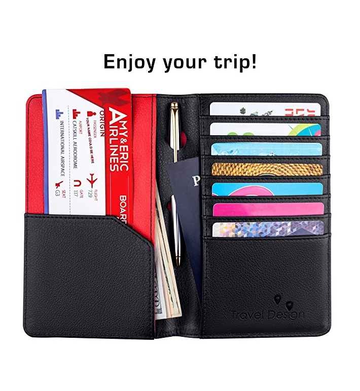 가족 pu 가죽 여권 소지자 여행 주말 방수 지갑