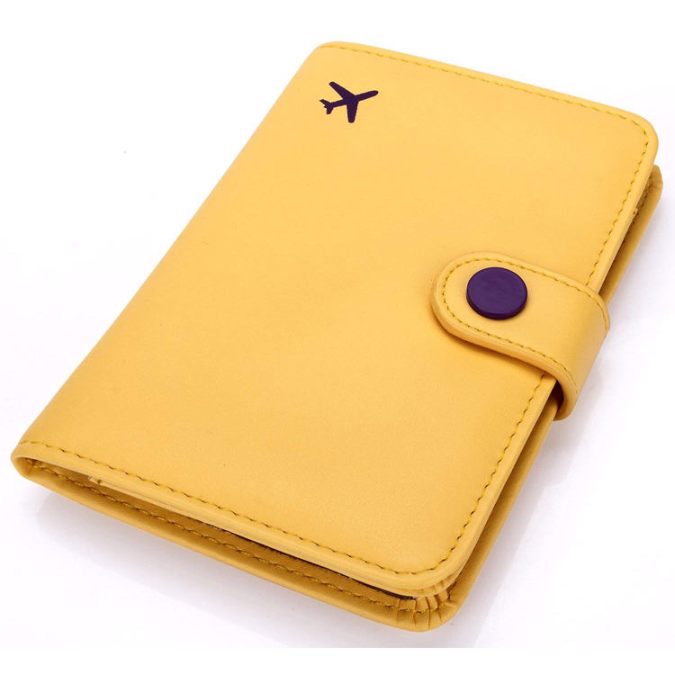 Anti-Diebstahl-PU-Leder-RFID-Kartenhalter-Flugzeug-Pass-Geldbörse