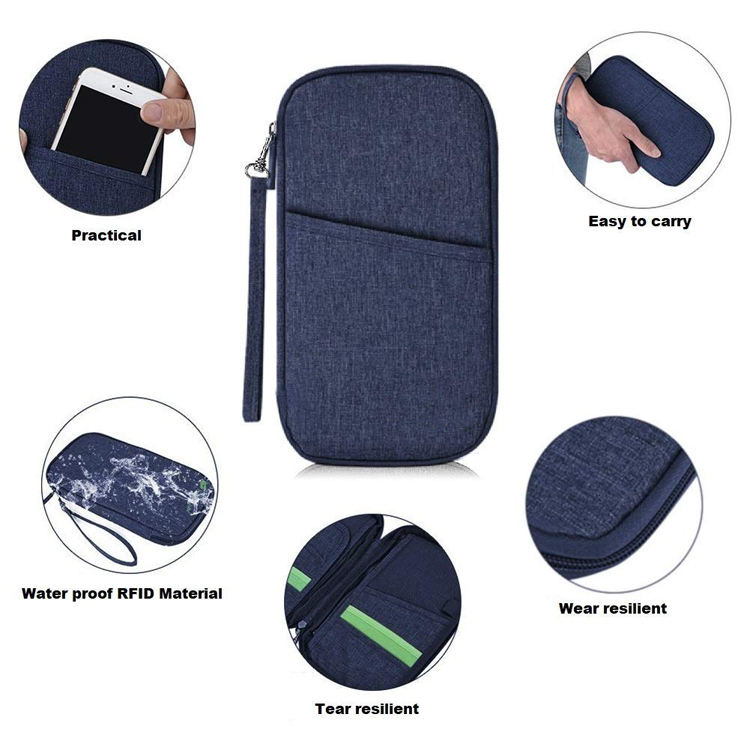 Passeport de voyage rfid portefeuille carte porte-monnaie porte-passeport organisateur