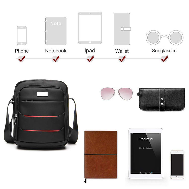 نايلون مقاوم للماء في الهواء الطلق السفر اللوحي حقيبة كمبيوتر محمول حقيبة ساعي قابل للتعديل