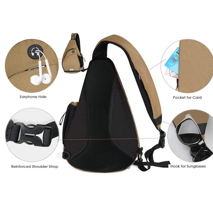 sac à dos à bandoulière, petit sac à dos en toile causale sac à dos à bandoulière, sac de poitrine pour hommes ou femmes
