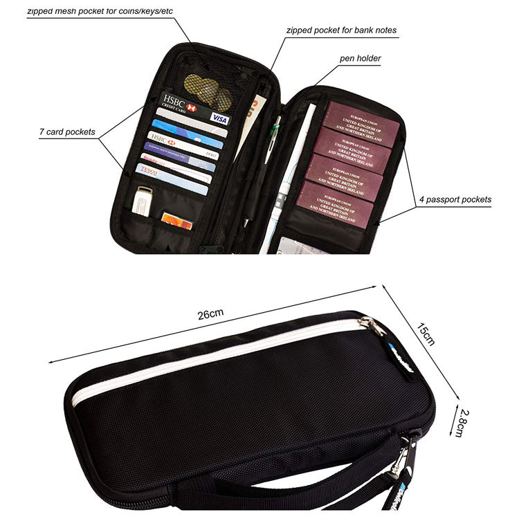 Blocage de passeport de voyage portefeuille porte-passeport carte de crédit billet document organisateur sac