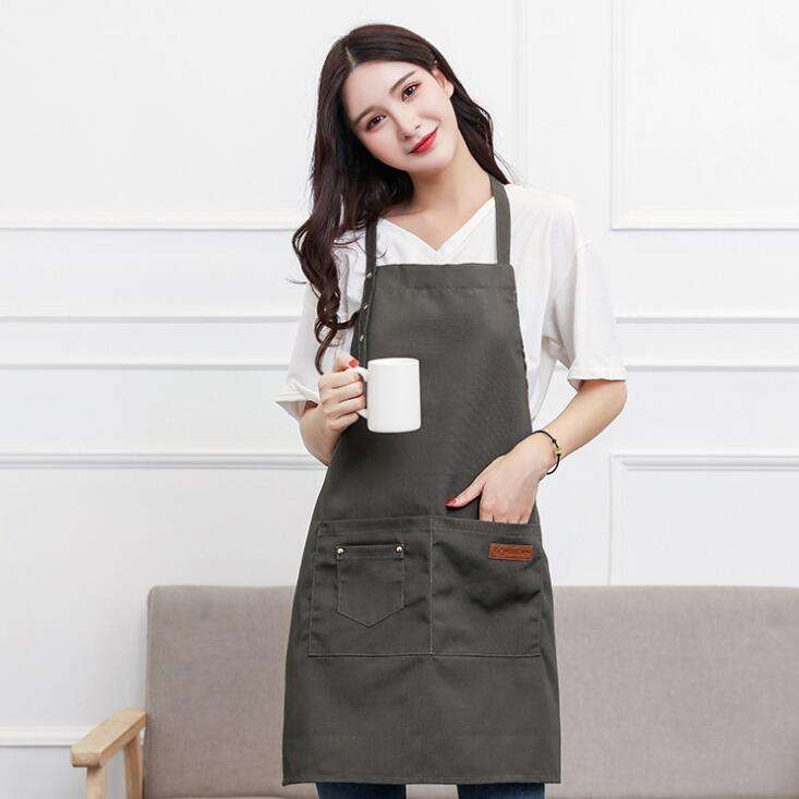 Rote Schürzen, Baumwolle, Küche, Kochen, Frauen, Café, Schürzen mit Taschen, Sublimationsdruck, Logo, maßgeschneiderte Schürze