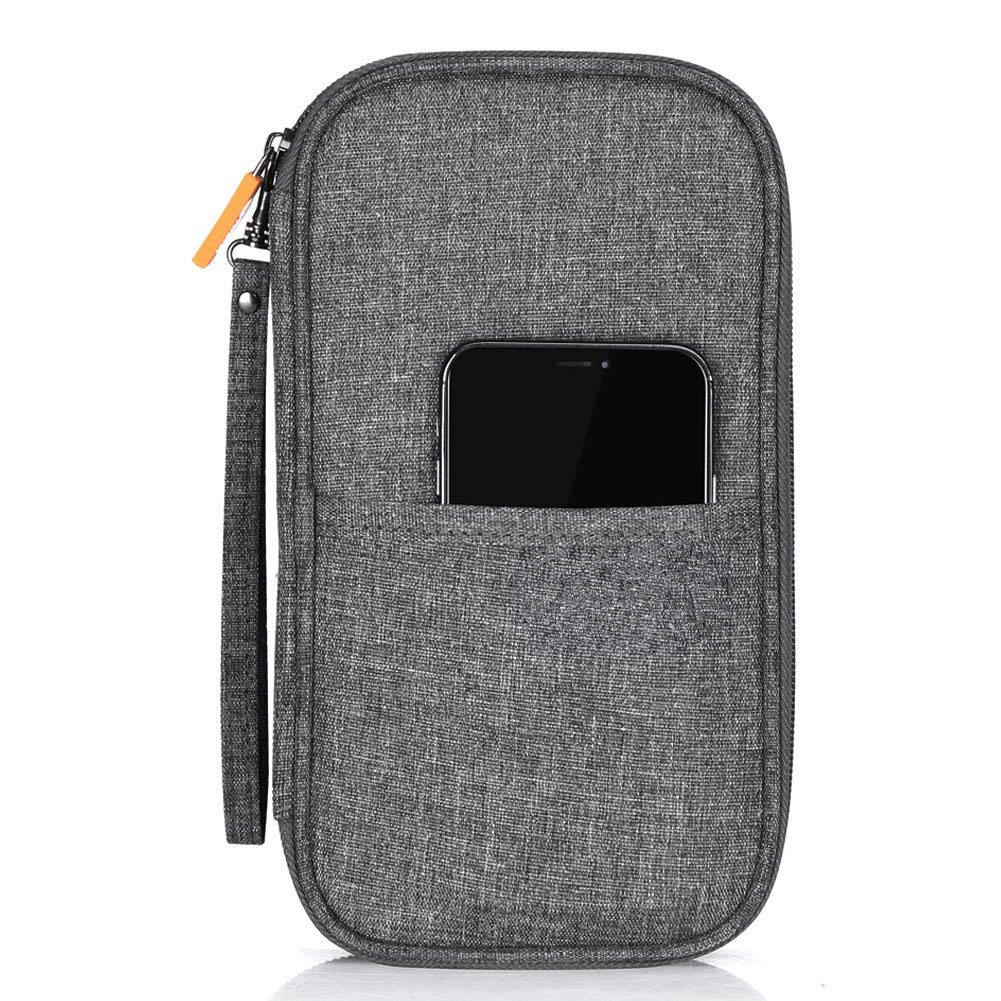 여행 여권 지갑, 방수 가족 여권 홀더 핸드 스트랩이있는 RFID 차단 문서 주최자 케이스