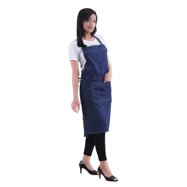 Hochwertige Unisex-Denim-Küchen-Latzschürze mit verstellbaren Taschen und Nackenriemen