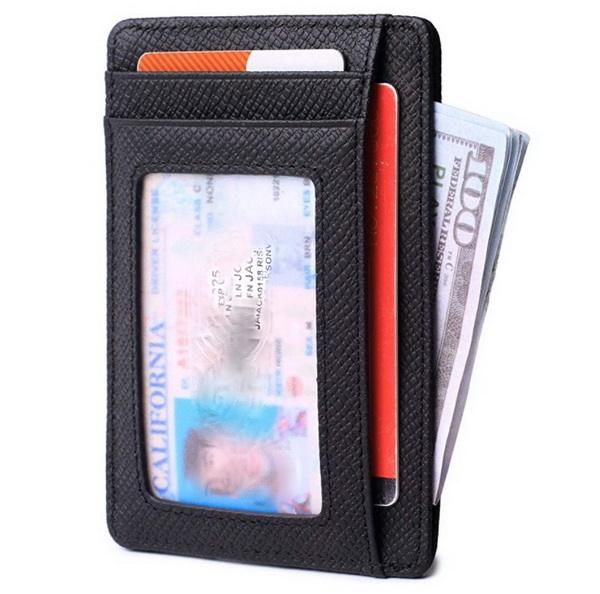 RFID-Blockfutter Schlanke, sichere Herren-Geldbörse aus PU-Leder mit Kreditkartenetui