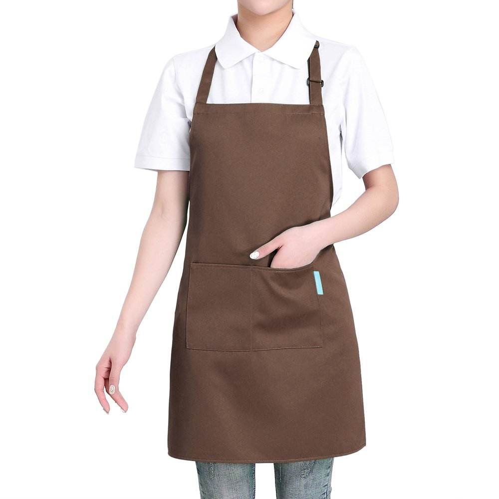 Grembiule da cucina in poliestere per adulti con cintura regolabile per il collo e 2 tasche per barbecue da ristorante per uomo e donna