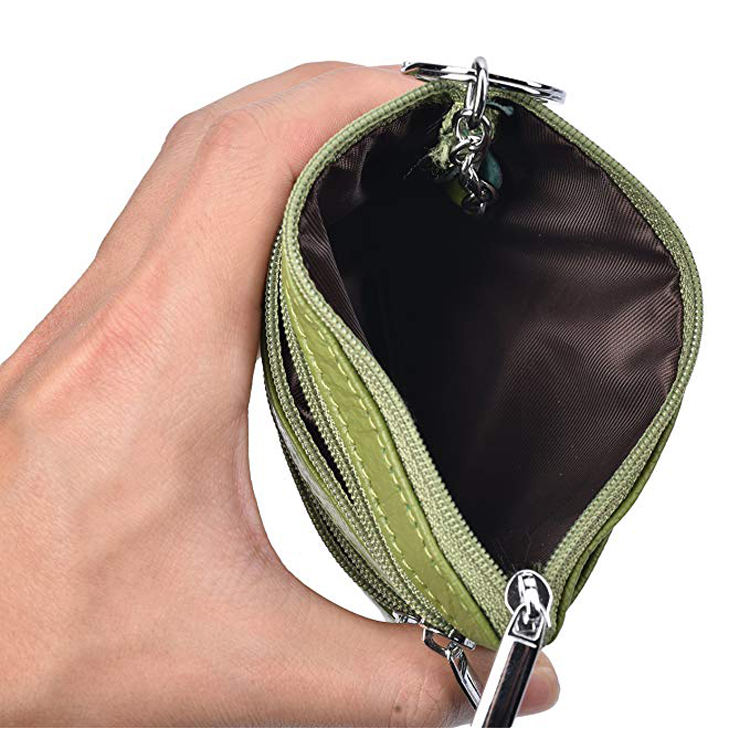 Mini-Geldbörse für Damen aus Leder mit Reißverschluss und Schlüsselring