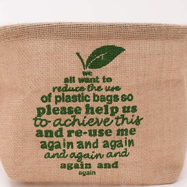 Sacs en toile de jute en gros avec poignées, sac en jute rond réutilisable avec logo personnalisé