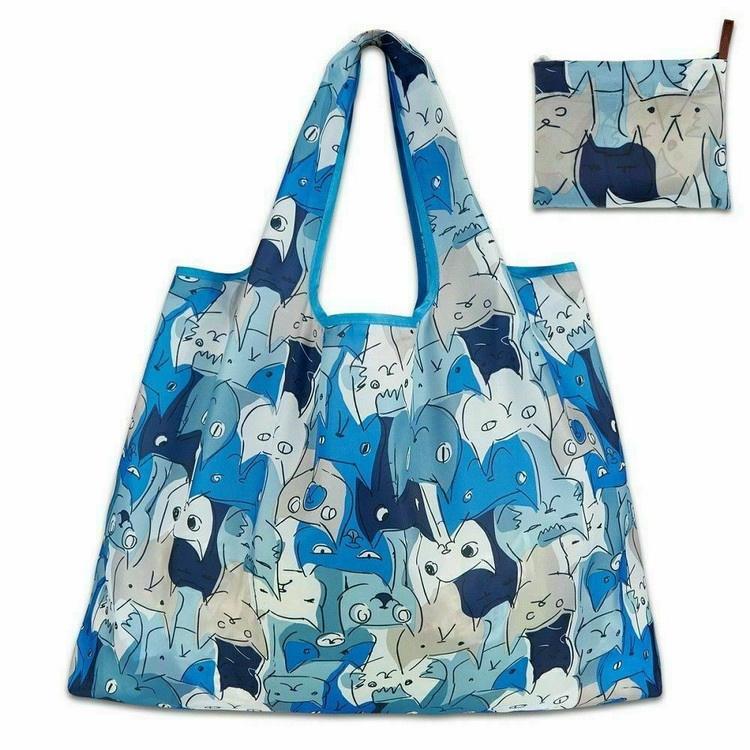 Sac cabas shopping pliable réutilisable sac shopping RPET recyclé pas cher pour impression personnalisée fruits et légumes
