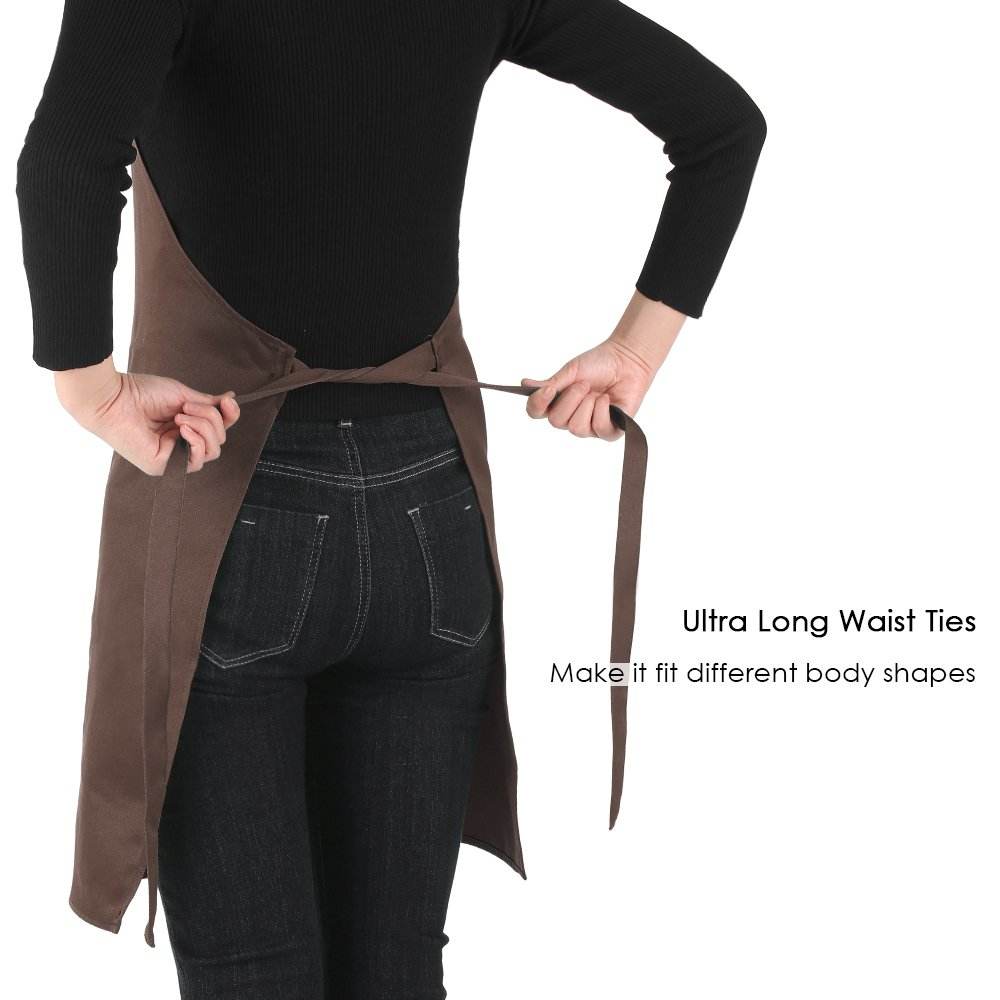 Grembiule da cucina in poliestere per adulti con cintura regolabile per il collo e 2 tasche per barbecue da ristorante per uomo e donna