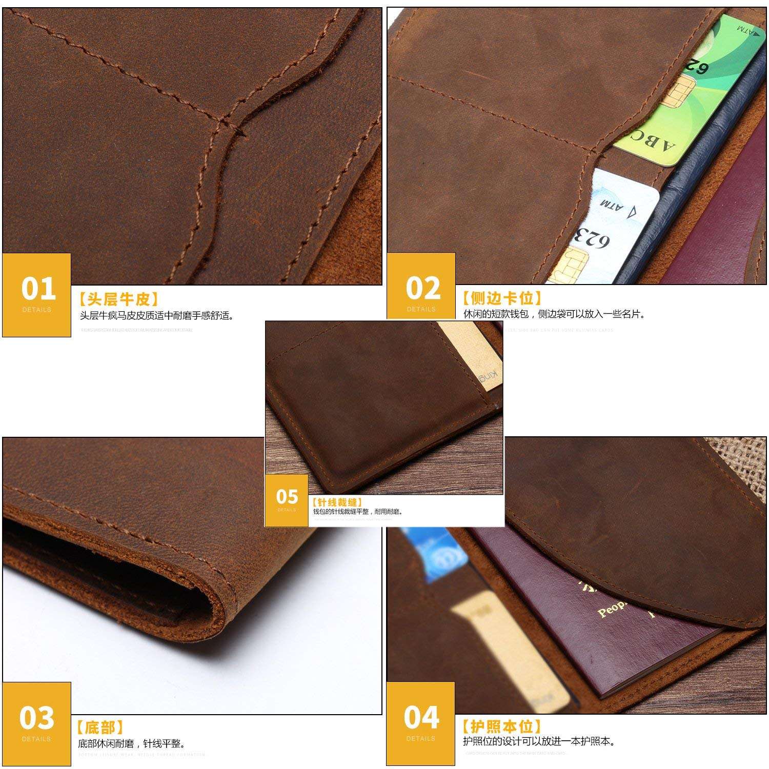 Reise-Leder-Herren-Geld-Handgeldbörse Reisepass-Organizer