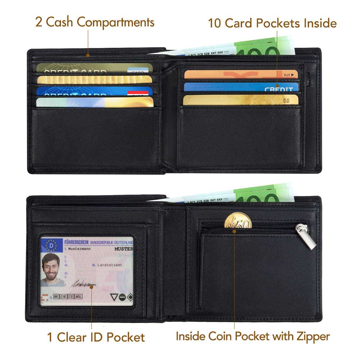 Custom Business RFID Wallet Männer mit Kreditkarteninhaber Großhandel