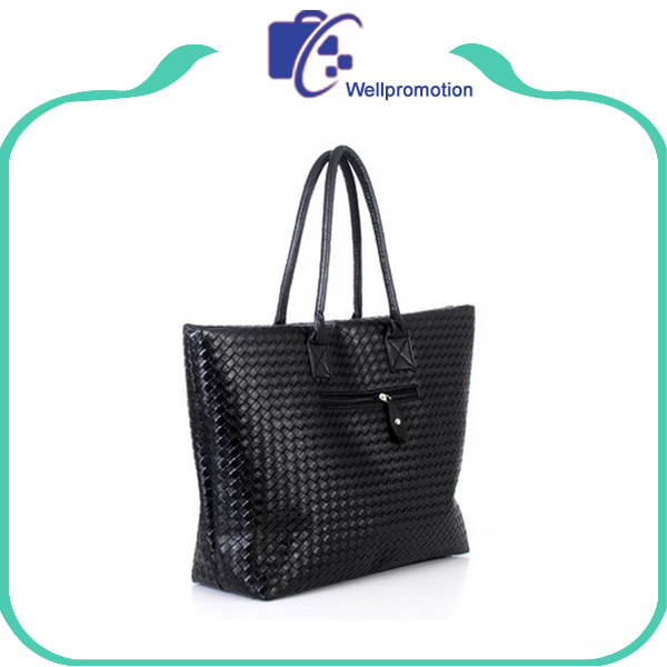 Sac fourre-tout en cuir PU noir pour femme avec une couche séparée au milieu
