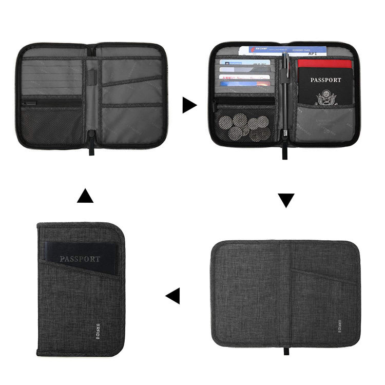 Porte-passeport en polyester de voyage personnalisé, portefeuille de passeport de style long bon marché