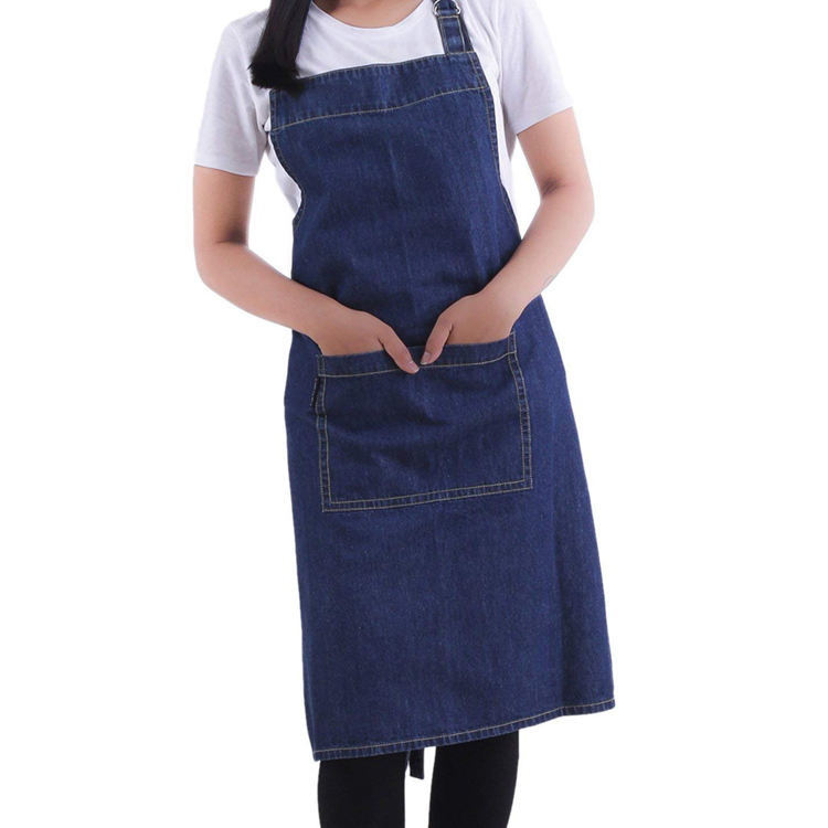 Hochwertige Unisex-Denim-Küchen-Latzschürze mit verstellbaren Taschen und Nackenriemen