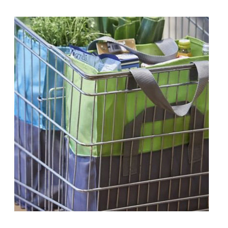 مخصصة قابلة للطي مشتركة التعامل مع أكياس التسوق لعربة السوبر ماركت