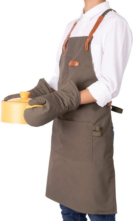 مريلة الشيف للنساء والرجال 100٪ مآزر من القماش القطني مع جيوب قابلة للتعديل مريلة مطبخ للطبخ