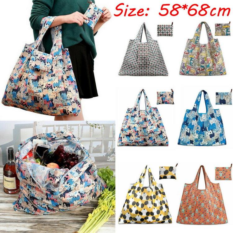 Sac cabas shopping pliable réutilisable sac shopping RPET recyclé pas cher pour impression personnalisée fruits et légumes