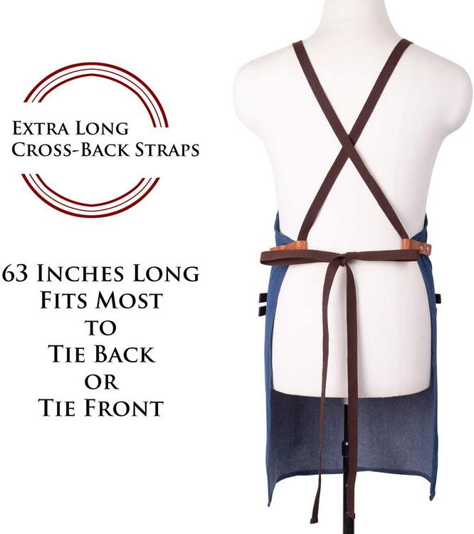 좋은 디자인 공장 가격 도매 코튼 데님 크로스백 스트랩이 있는 남성 여성 요리사를 위한 요리 앞치마