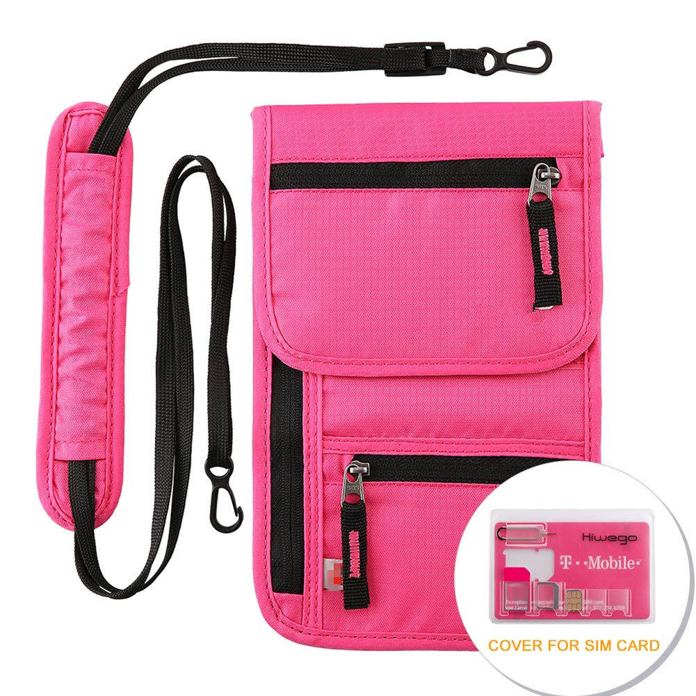Pochette de cou de voyage porte-passeport caché portefeuille blocage RFID/cachette de cou pour hommes femmes