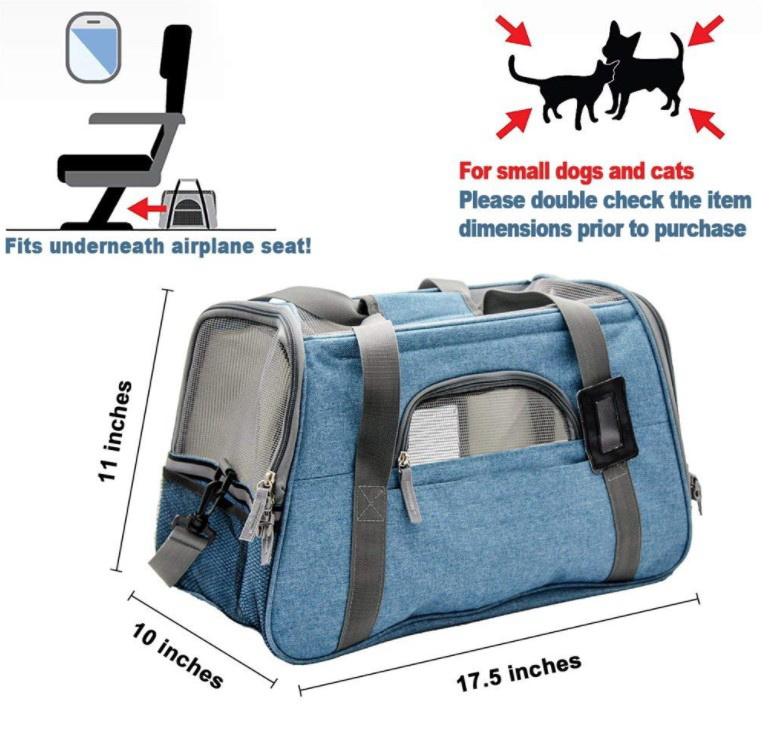 Pet Carriers Airline Approved Soft Sided Cat Carrier Faltbar mit Matte, passt unter den Flugzeugsitz für kleine Hunde und Katzen