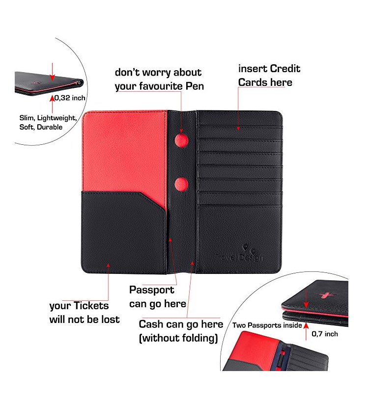 가족 pu 가죽 여권 소지자 여행 주말 방수 지갑