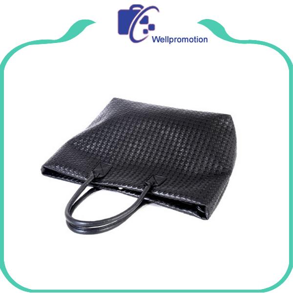 Sac fourre-tout en cuir PU noir pour femme avec une couche séparée au milieu