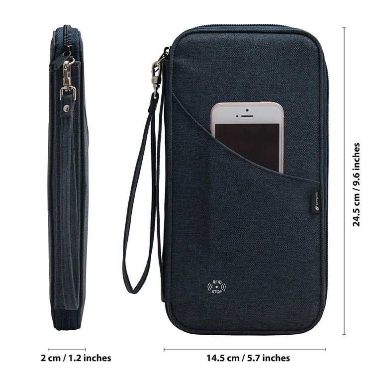 RFID 차단기 방수 가족 신용 카드 문서 티켓 여행 지갑 여권 용 주최자 가방