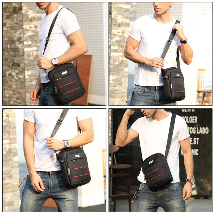 نايلون مقاوم للماء في الهواء الطلق السفر اللوحي حقيبة كمبيوتر محمول حقيبة ساعي قابل للتعديل