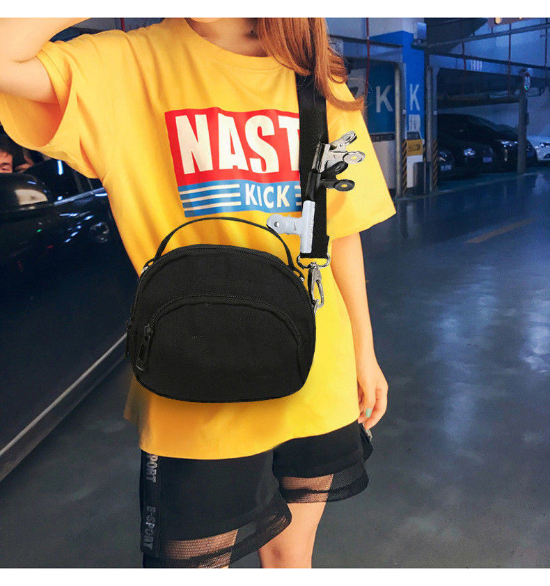 여성 캔버스 가방 3 레이어 레저 오블 리크 크로스 미니 자수 클립 가방