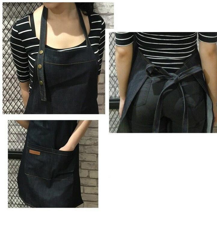 Hochwertige wasserdichte Denim-Schürze, strapazierfähige Koch-Jeansschürze für die Küche