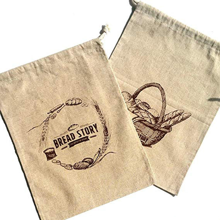 Confezione stampata personalizzata sacchetto per il pane in tessuto organico biodegradabile