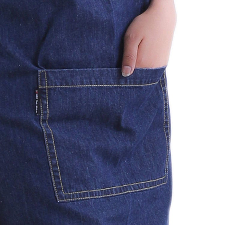 Hochwertige Unisex-Denim-Küchen-Latzschürze mit verstellbaren Taschen und Nackenriemen