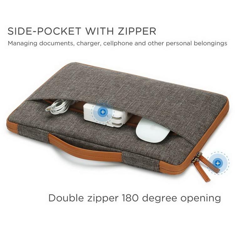 Estojo para laptop de 17 polegadas Pasta portátil de transporte com forro de pelúcia Bolsa para notebook com bolso