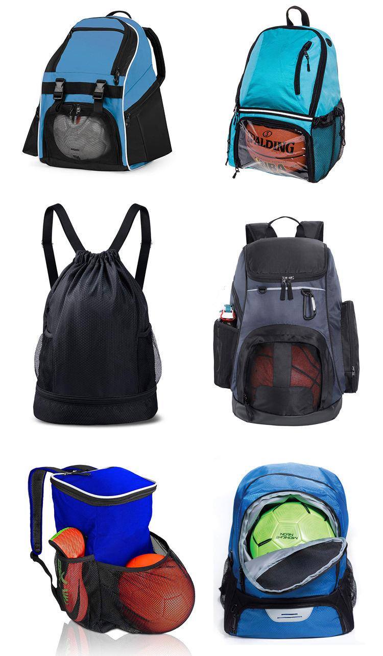 Leichter Fußball-Volleyball-Basketball-Fußball-Rucksack mit Ballfach einschließlich Schuhplatten-Ballhalter-Design