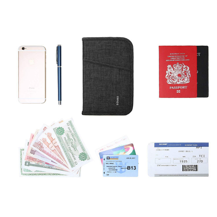 Porte-passeport en polyester de voyage personnalisé, portefeuille de passeport de style long bon marché