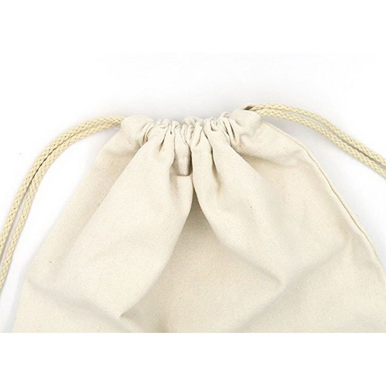 Borsa di produzione di mussola organica di cotone di alta qualità all'ingrosso di prezzo di fabbrica con coulisse