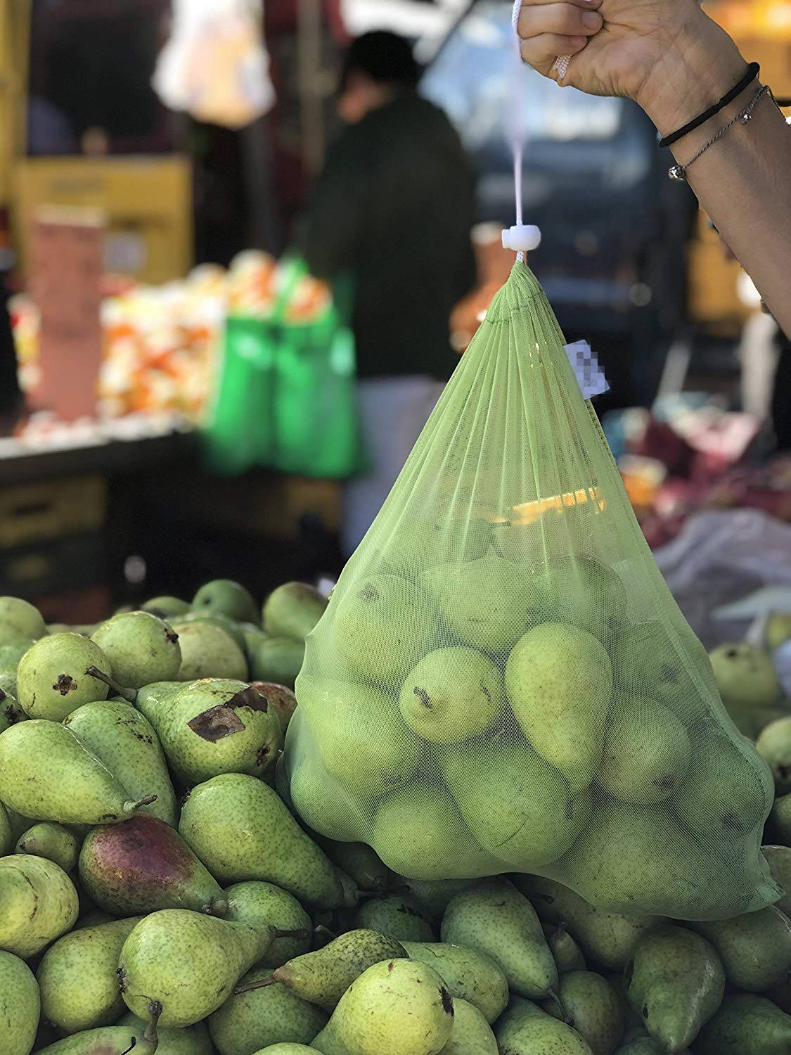 Sac en filet lavable et réutilisable de sac de maille de l'écologie RPET pour le légume fruit