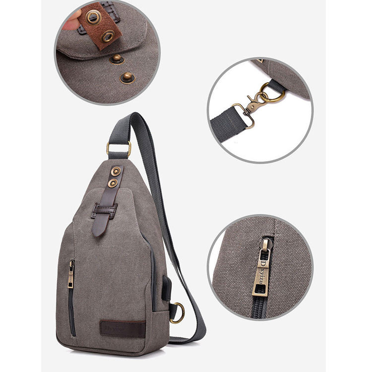 Bolsa Mensageiro de Ombro de Lona Mochila Bolsa Transversal Bolsa de Viagem Cinza
